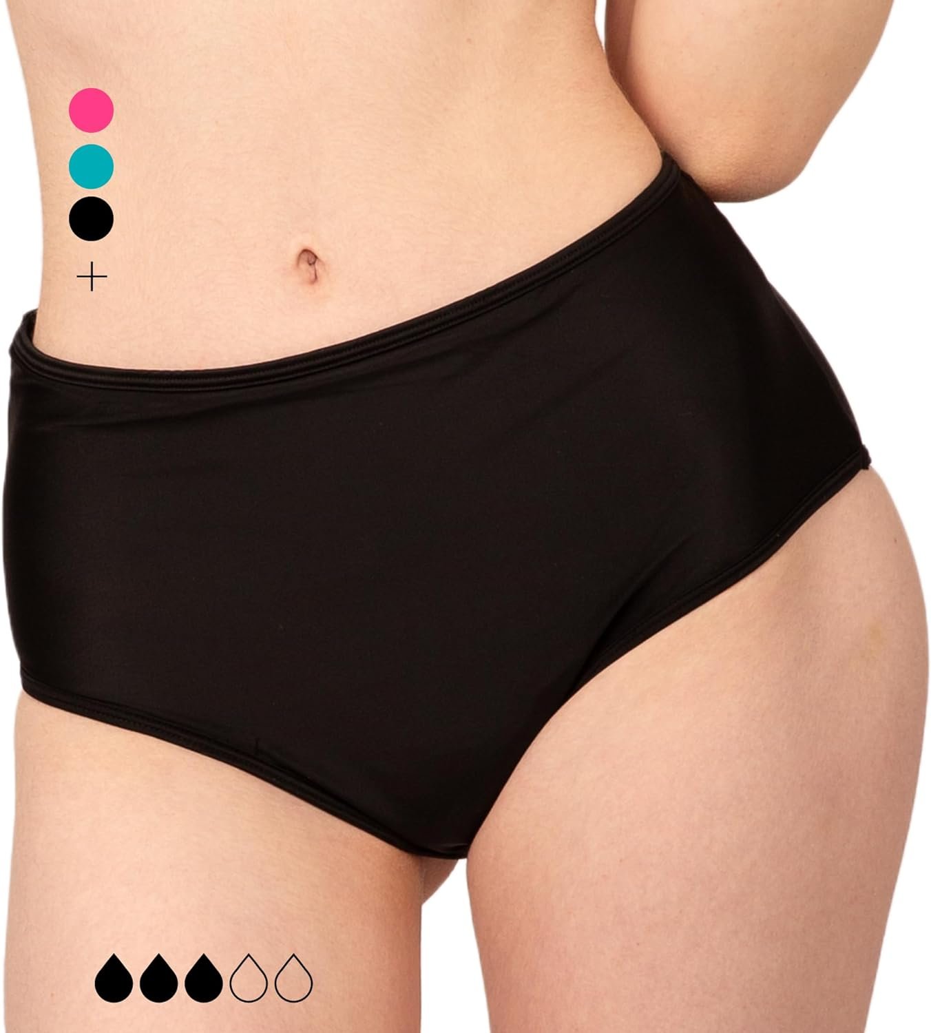 Period Swimwear - Black Menstrual Leakproof Bikini Bottoms