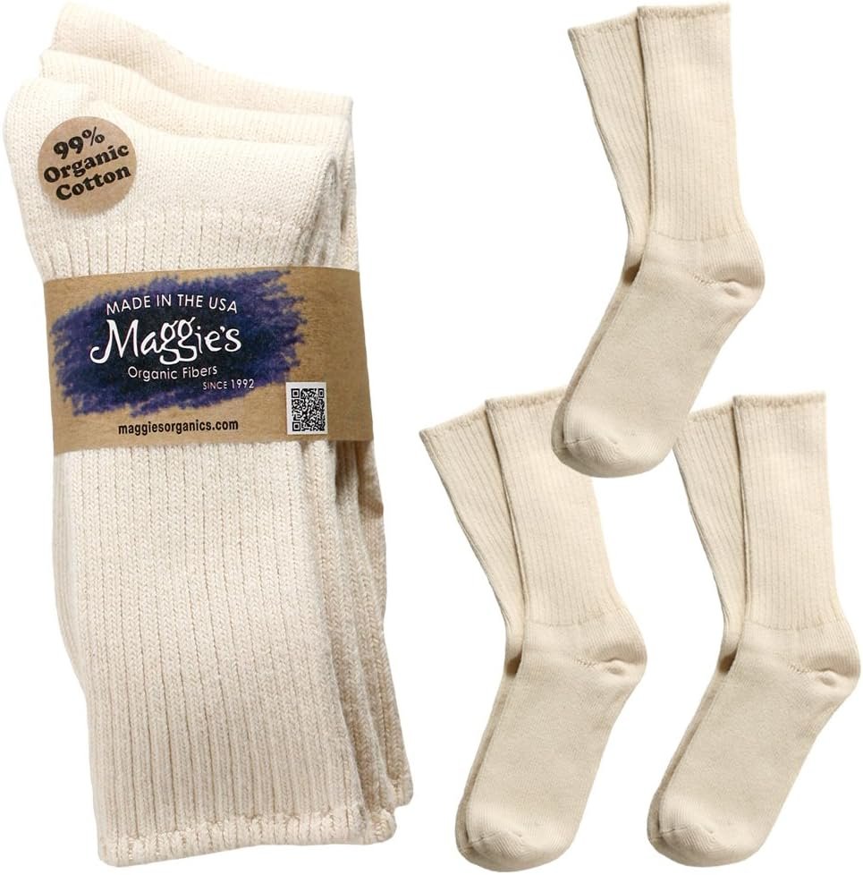 Maggie's Organic Natural Cotton Tri-pack Cushion Crew Socks