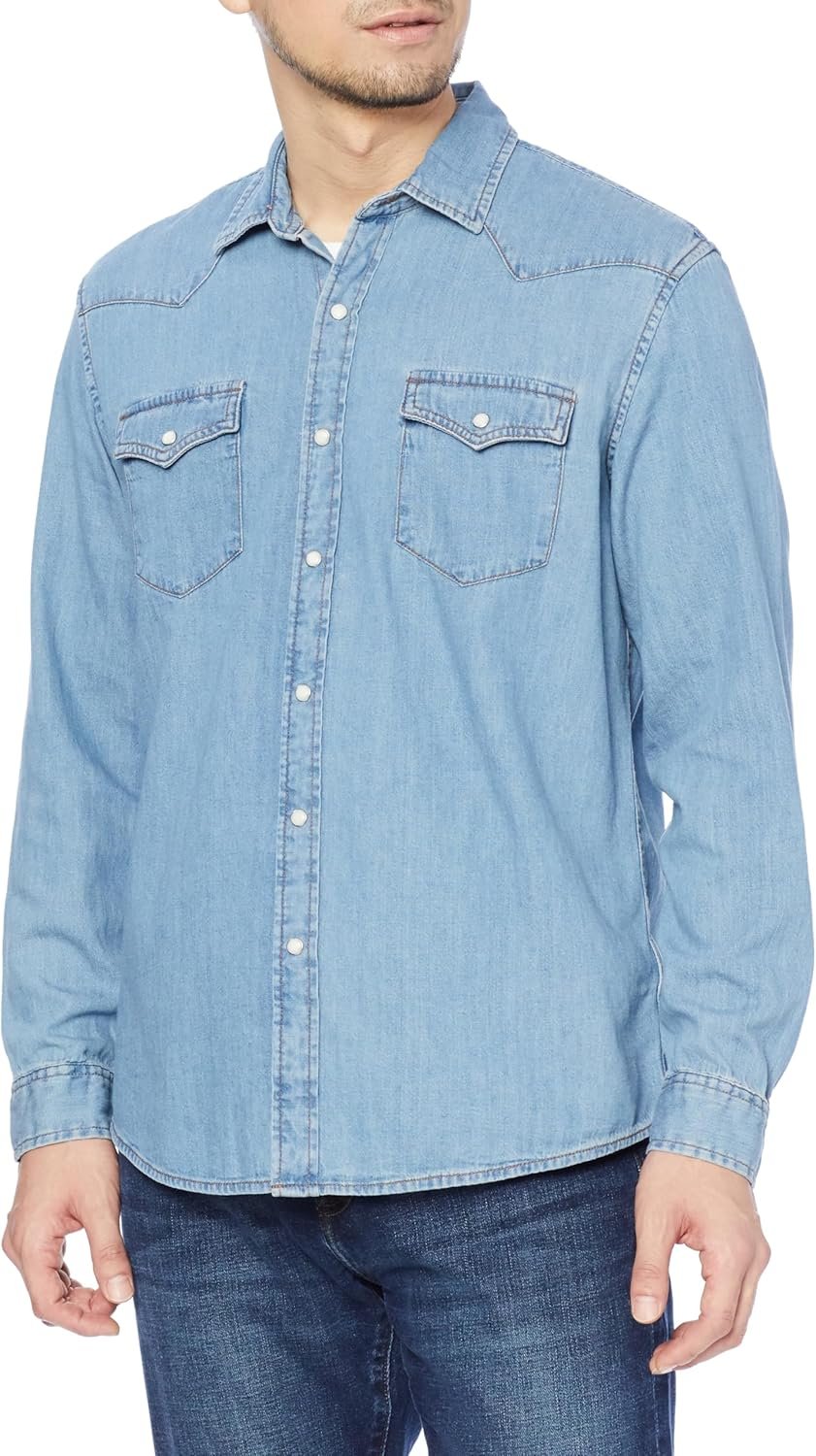 Amazon Essentials Men's Regular-Fit Long-Sleeve Denim Shirt