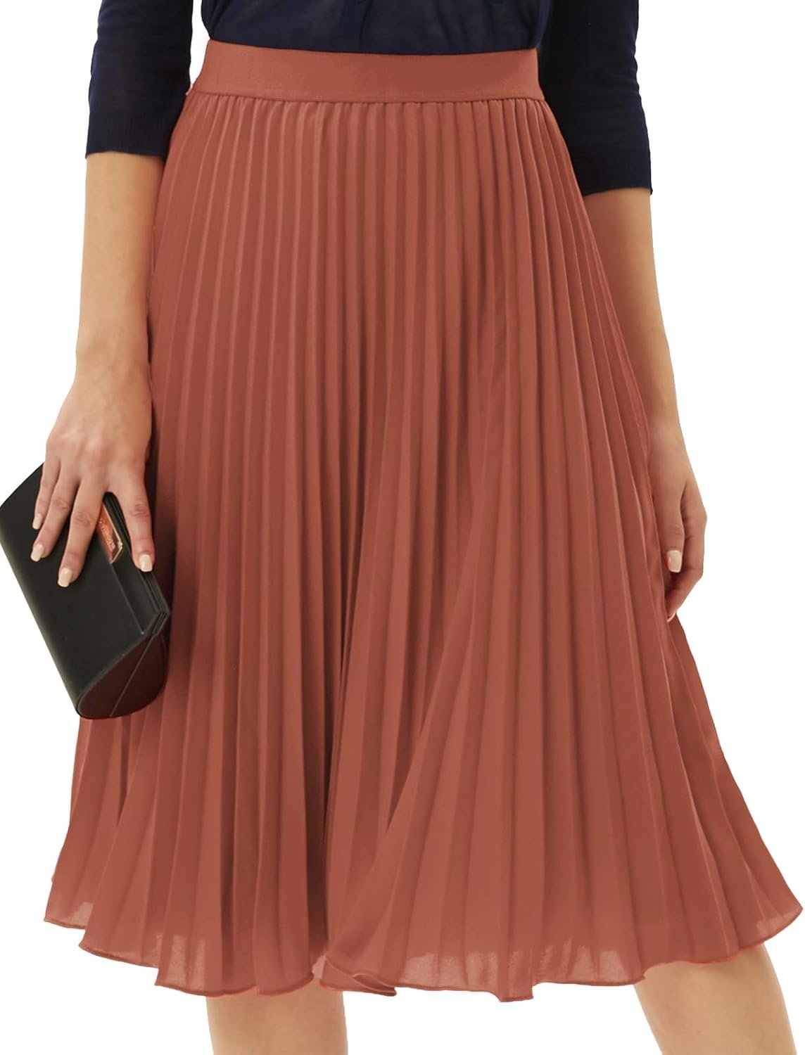 GRACE KARIN Women High Elastic Waist Pleated Chiffon Skirt