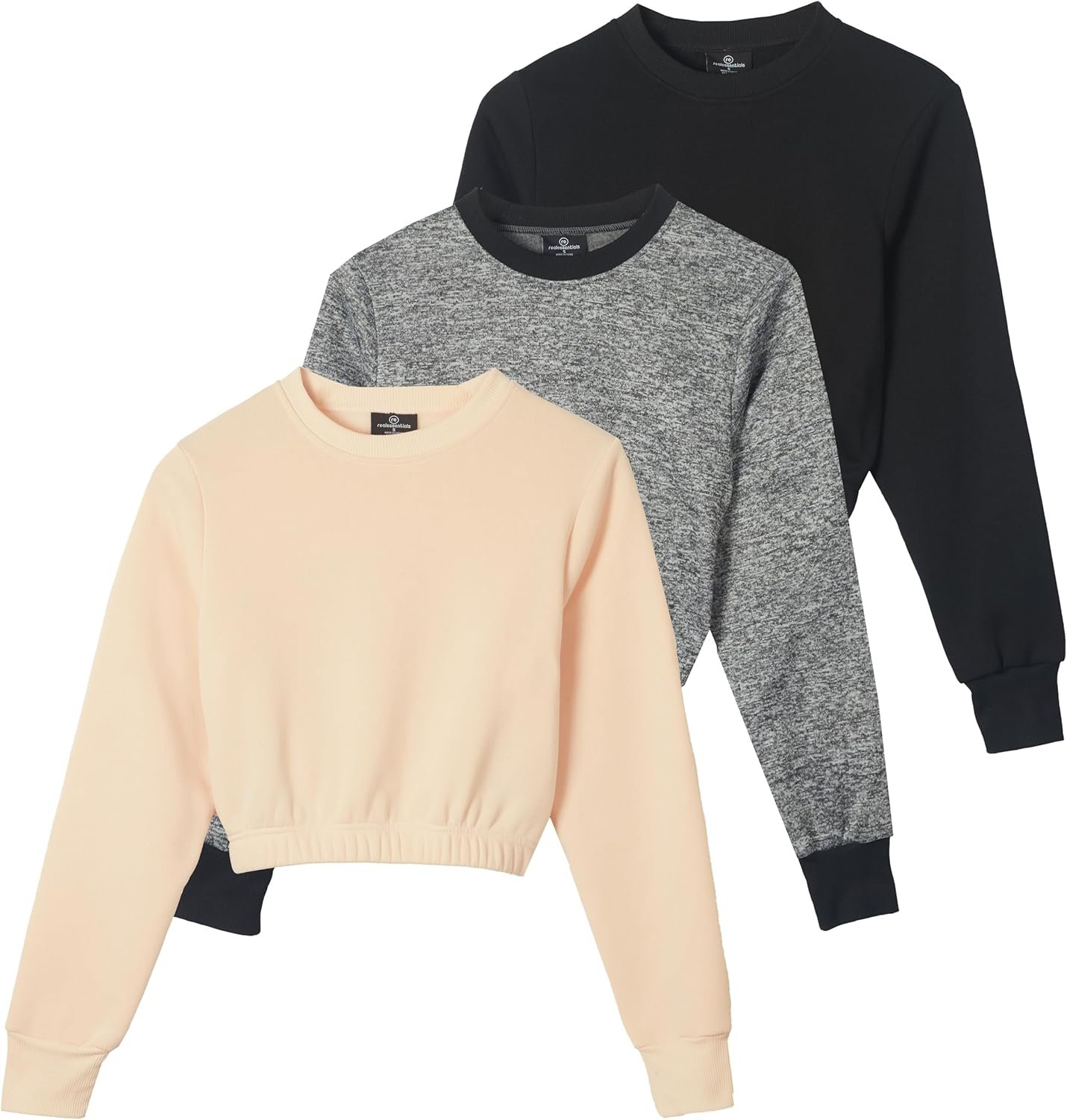 Real Essentials 3 Pack: Women's Fleece Cropped Sweatshirt