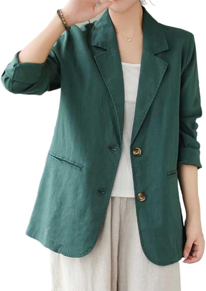 IDEALSANXUN Cotton Linen Blazer